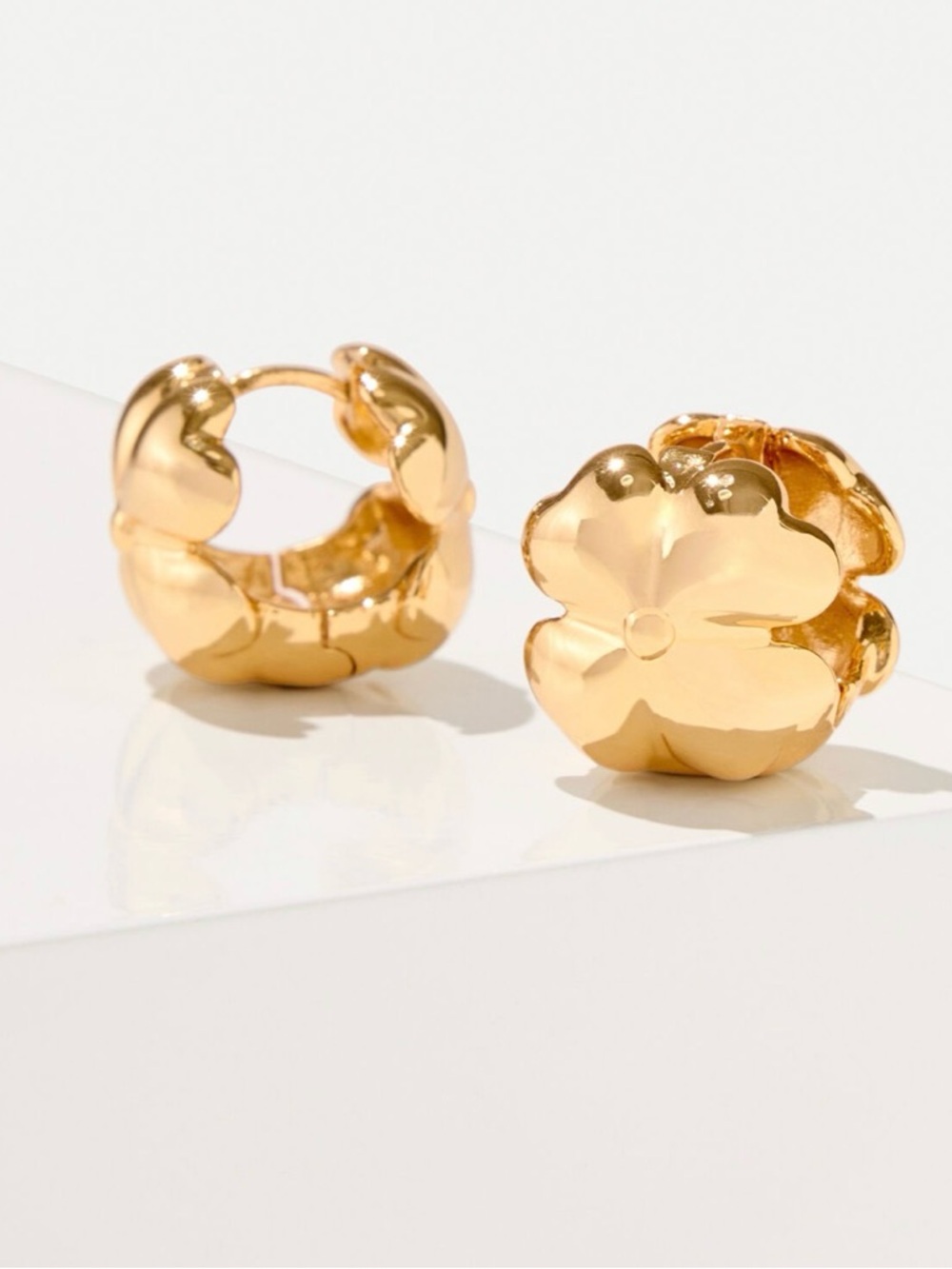 Talbots Gold Flower Huggie Hoop Earrings